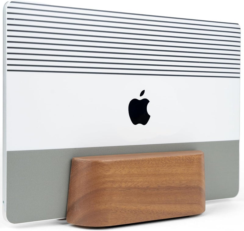 COREMINDED Adjustable Vertical Laptop Stand for Desk, Wooden Laptop Holder, MacBook Pro Stand, Wood Mac Air Dock (Solid Walnut) - Image 1